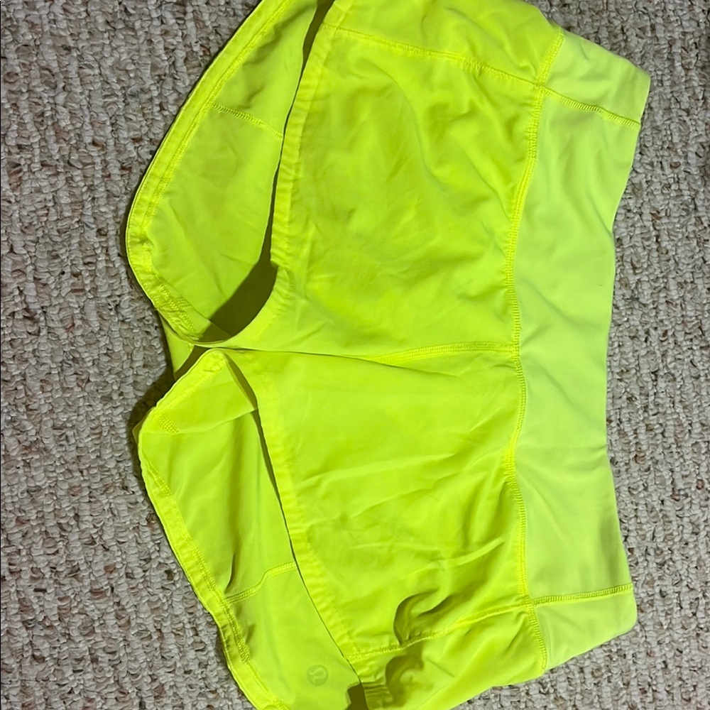 Lululemon neon yellow speed up 2.5 inch shorts